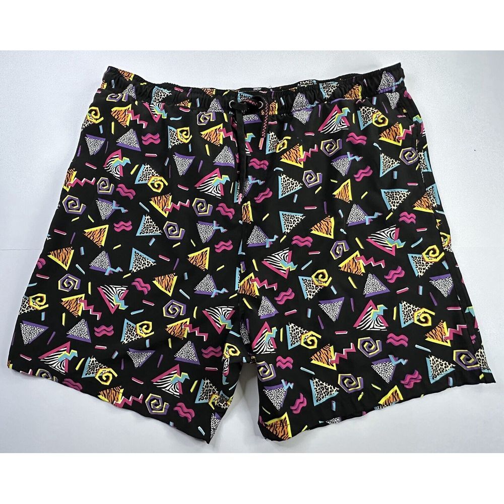 Surf Society 90's Geometric Style Swim Shorts Mens Large*‎